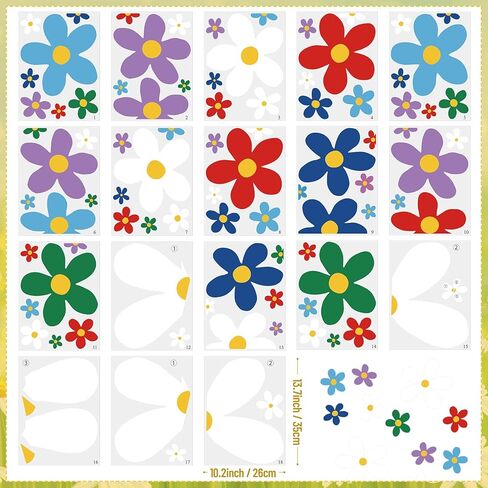 AmazingSpark 18 Sheets Large Daisy Stickers 86 Pcs Flower Car Decals Self Adhesive Vinyl Retro Flower Car Sticker for Bumper Mirror Window Clings Laptop Wall Truck Hippie Decoration in Kuwait