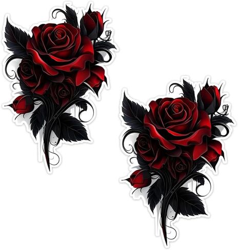 2pcs Vibrant Deep Red Rose Vinyl Sticker, 5.9'', Decal for Cars, Motorcycles, Helmets, Laptops and More - Bumper and Vehicle Body Decoration, Pink Rose Car Stickers Decals (2BZ251) in Saudi Arabia
