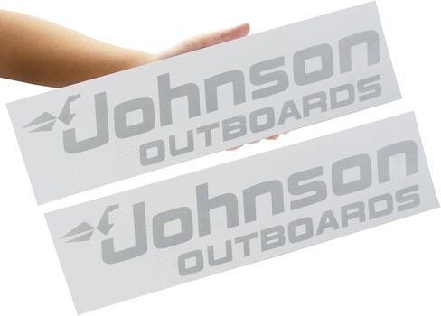 2Pc Johnson Outboards Decals Stickers Fit for Boat Motor (White) in Kuwait