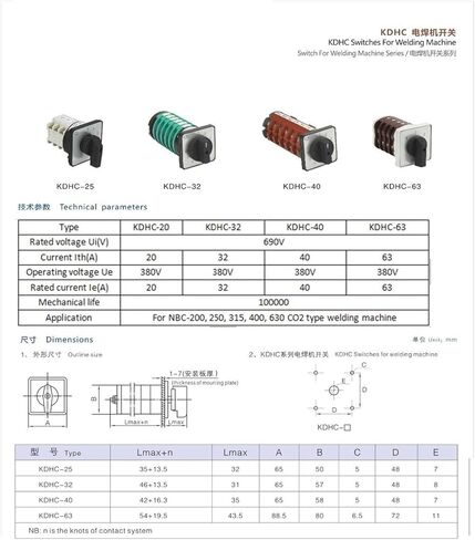 Knob Switch KDHC-32/4 * 3 for Welding Machine Changeover Rotary Electrical Switches 4 Poles 0-3 Position Silver Contact in Kuwait