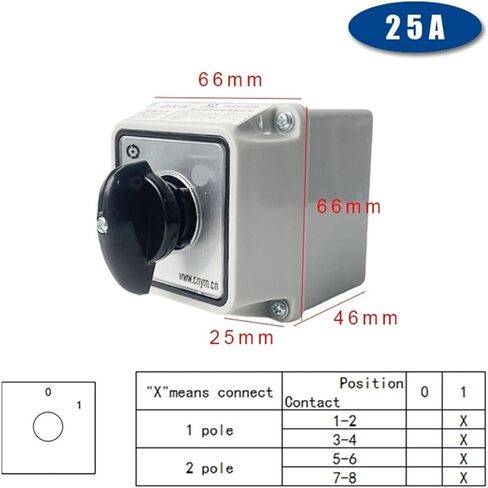 LW26-25/2M كاميرا التحويل 3 مواضع مفتاح دوار 25A 2 أقطاب مع صندوق حاوية مقاوم للماء محرك كهربائي عكسي (صندوق التبديل 01) in Kuwait