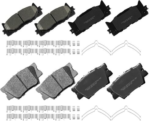 Front Rear Ceramic Brake Pads with Hardware Fit for Toyota Camry 2007 2008 2009 2010 2011 2012 2013 2014 2015 2016 2017, Avalon 2008-2018, Lexus ES300h 2013-2018, ES350 2007-2018 in Saudi Arabia