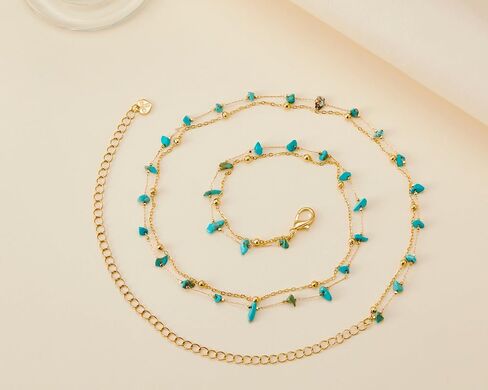 14K Gold Plated Body Chains| Layered Waist Chain with Satellite Beads Natural stone| Adjustable Belly Belt Chains Bikini|Body Jewelry for Women Teen Girls in Saudi Arabia