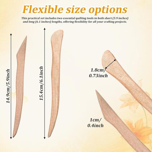 2PCS Wood Point Turner, Sewing Seam Marker, Crease Maker for Quilting and Sewing, Patchwork Crimping Seam Presser Tool, Sewing-Tools, Perfect for Crisp Folds and Corners in Kuwait