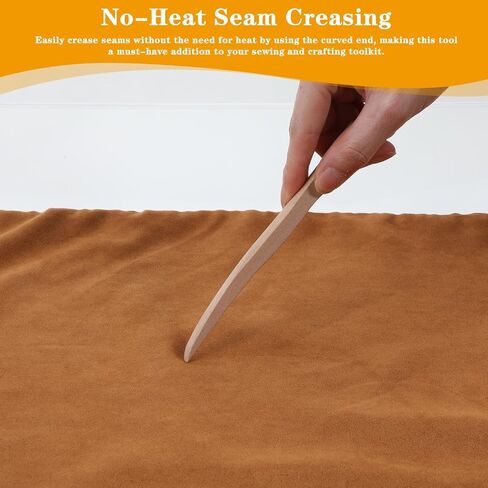 2PCS Wood Point Turner, Sewing Seam Marker, Crease Maker for Quilting and Sewing, Patchwork Crimping Seam Presser Tool, Sewing-Tools, Perfect for Crisp Folds and Corners in Kuwait