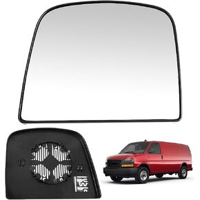 Compatible with Chevrolet Chevy Express GMC Savana 2500 Van 2008-2021, Upper Driver Left Side Mirror Glass, Heated Rear View Mirror with Backing Plate in Kuwait