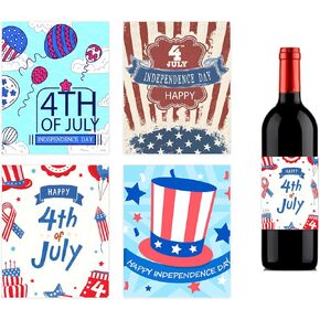32 Pcs 4th of July Wine Bottle Labels Fourth of July Stickers American Patriotic Wine Bottle Sticker Independence Day Sticker Patriotic Day Party Decoration for Festival Party Decoration (4 Styles) in Saudi Arabia