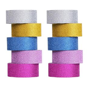 10 Rolls Glitter Washi Tape Set, 15mm x 3m Sparkle Decorative Masking Tape, Premium Adhesive Craft Tape for DIY Scrapbooking, Gift Wrapping, Planners and Art Projects in Saudi Arabia