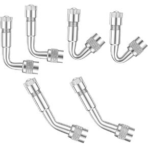 6Pcs Metal Tire Valve Extensions, Valve Stem Extenders, 45 90 135 Degree, Schrader Valve Extenders Kit for Dual Wheels, RV, Truck, Motorcycle, Bicycle, Trailer (Silver) in Saudi Arabia