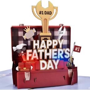Leopong Father's Day Pop Up Card, Musical & LED Lighted 3D Toolbox,Unique Greeting Gift for Dad/Husband in Saudi Arabia