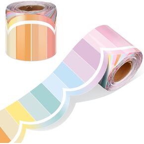 Zonon 65 ft Pastel Stripe Bulletin Board Border Pastel Ombre Wave Line Scalloped Rolled Border Trim Classrooms Decoration for Party Rolling Whiteboard, Walls, Desks, Windows, Doors, Lockers, Schools in Kuwait