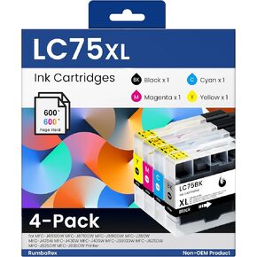 LC75 Ink Cartridges Set High-Yield LC75XL LC75BK LC75C LC75M LC75Y Replacement for Brother LC75 LC71 LC79 XL Ink for MFC-J6510DW MFC-J6710DW MFC-J6910DW MFC-J280W MFC-J425W Printer Ink 4-Pack in Saudi Arabia