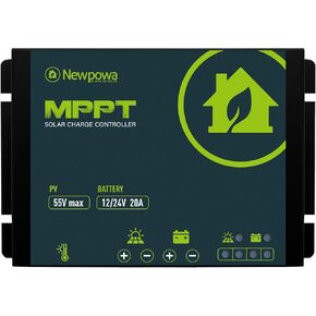 Newpowa 20A MPPT Solar Charge Controller 12/24V DC Compact Design LED Indicator Off Grid Solar Panel Adjustablefor AGM, Gel, Flooded and Lithium Battery in Kuwait