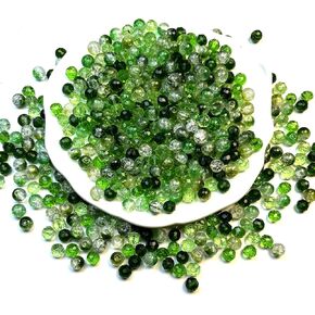 660pcs Green Glass Beads, 8mm Assorted Color Crystal Facted and Round Crackle Beads for Plant DIY Bracelet Necklace Earring Craft Kit in Saudi Arabia