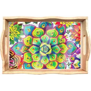 EWJRNSF Diamond Art Kits for Adults Wooden Serving Trays with Handles, 5D Diamond Painting Big Gem Arts and Craft Gifts Trays Decor Gift Home Decor 7.8x11.8 Inches Succulence B in Saudi Arabia