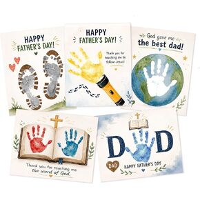 Pack 5 Christian Father’s Day Handprint Craft for Kids – Faith-Based DIY Craft for Church & Preschool, DIY Religious Dad Keepsake Card to Treasure Forever, Bible Theme Handprint Craft for Kids in Saudi Arabia