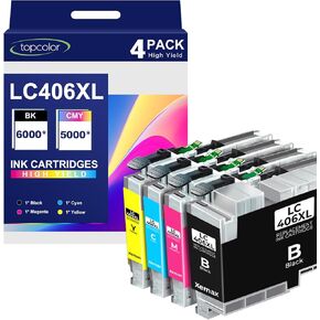 LC406XL Ink Cartridges 4-Pack Compatible for Brother LC406XL LC406 Color Ink Cartridge High Yield Work for MFC-J4335DW MFC-J4345DW MFC-J4535DW MFC-J5855DW MFC-J5955DW MFC-J6555DW MFC-J6955DW Printer in Kuwait