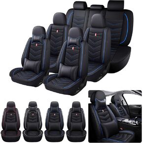 7 Seats Car Seat Covers Custom Fit for Chevy Traverse 2009-2026, Premium Nappa Leather Non-Slip Full Set Seat Covers, Airbag Compatible, Durable Car Interior Protectors(Luxury,Black White) in Saudi Arabia