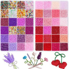 3mm 8/0 Glass Seed Beads for Jewelry Making Small Glass Beads Kit Red&Purple Collections for Bracelets, Earrings, Necklaces, DIY Crafts & Decorative 48 Vibrant Colors, 12000pcs/2 Boxes in Saudi Arabia