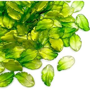 100 Pcs Green Leaf Beads Leafbud Lampwork Glass Green Beads Bulk for Bracelet DIY Jewelry Making in Saudi Arabia