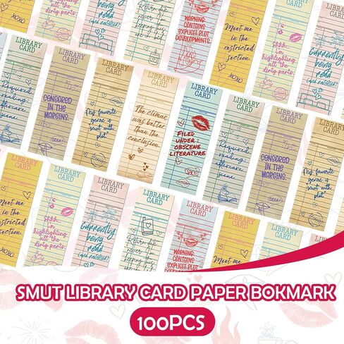 100 Pcs Spicy Romance Paper Bookmarks, Funny Smut Library Card Paper Bookmark for Women Man, Retro Library Page Marks for Adults Reading Lovers Bookish Accessories Gifts in Saudi Arabia