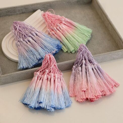 10PCS Handmade Vertical Bookmark Pendant with Tassel Fringe, White&Pink in Kuwait