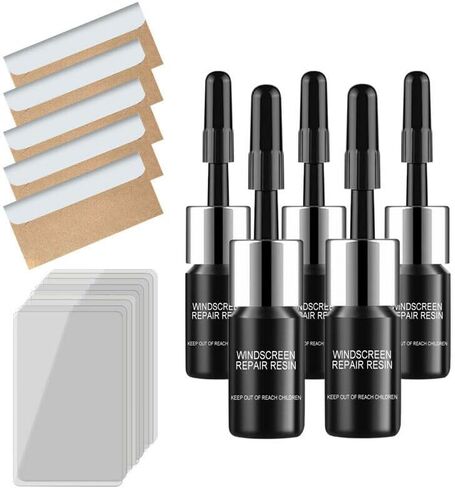 Windshield Crack Repair Kit,5 Bottles,2026 Upgrade Nano Glass Repair Liquid for Cracks & Chips,Cracks Gone Glass Remover Fluid for Quick Fix Windshields,Windows,Mirrors(Black in Saudi Arabia