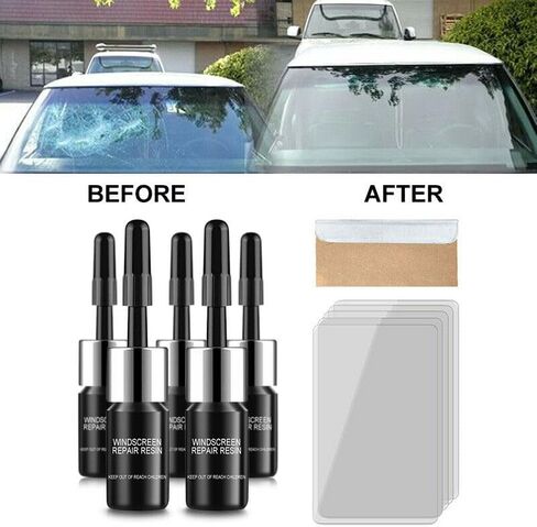 Windshield Crack Repair Kit,5 Bottles,2026 Upgrade Nano Glass Repair Liquid for Cracks & Chips,Cracks Gone Glass Remover Fluid for Quick Fix Windshields,Windows,Mirrors(Black in Saudi Arabia