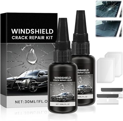 Windshield Crack Repair Kit, 2-Pack with 30ml Advanced Liquid Resin & UV Film, Universal Quick Fix for Chips, Stars, Bulls-Eyes - All Glass Repair Tool in Saudi Arabia