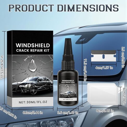 Windshield Crack Repair Kit, 2-Pack with 30ml Advanced Liquid Resin & UV Film, Universal Quick Fix for Chips, Stars, Bulls-Eyes - All Glass Repair Tool in Saudi Arabia