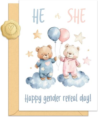 Gender Reveal day Card for Parents to Be, Gender Reveal Gifts for New Mom Dad, with Envelope Sticker in Kuwait