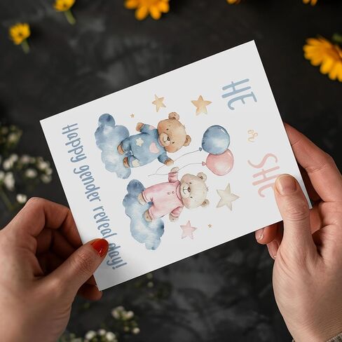 Gender Reveal day Card for Parents to Be, Gender Reveal Gifts for New Mom Dad, with Envelope Sticker in Kuwait