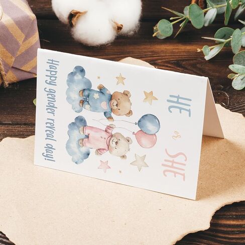 Gender Reveal day Card for Parents to Be, Gender Reveal Gifts for New Mom Dad, with Envelope Sticker in Kuwait