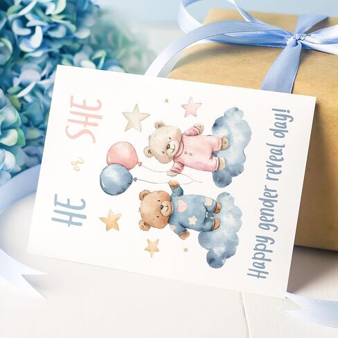 Gender Reveal day Card for Parents to Be, Gender Reveal Gifts for New Mom Dad, with Envelope Sticker in Kuwait