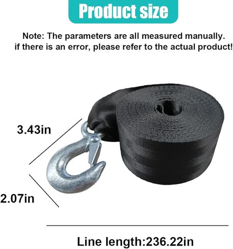 Trailer Winch Strap with Safety Snap Hook, 2" x 20' 10000 IBS Heavy Duty Polyester Car Tow Rope, Universal Auto Towing Accessories for Vehicles, Boats and Jet Ski in Saudi Arabia