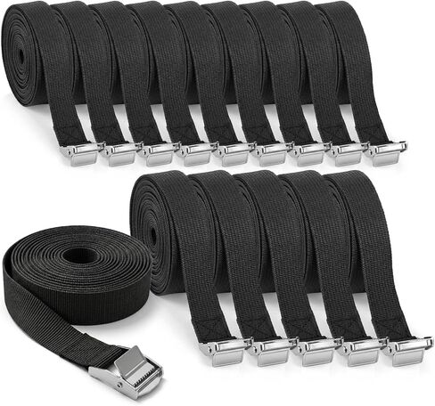 15 Pack Black Strap Tie Down Straps, 1" x 16.4ft Heavy Duty Cam Buckle Lashing Straps with 600 lbs Capacity for Cargo, Luggage, Kayak, Motorcycle, Truck, Trailer in Saudi Arabia