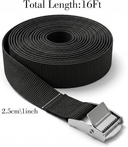 15 Pack Black Strap Tie Down Straps, 1" x 16.4ft Heavy Duty Cam Buckle Lashing Straps with 600 lbs Capacity for Cargo, Luggage, Kayak, Motorcycle, Truck, Trailer in Saudi Arabia