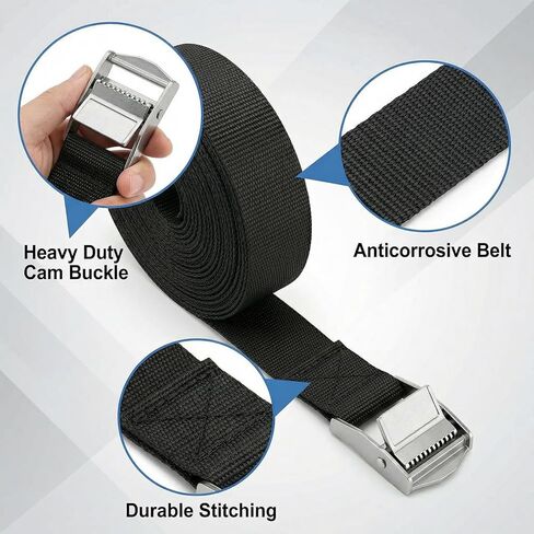 15 Pack Black Strap Tie Down Straps, 1" x 16.4ft Heavy Duty Cam Buckle Lashing Straps with 600 lbs Capacity for Cargo, Luggage, Kayak, Motorcycle, Truck, Trailer in Saudi Arabia