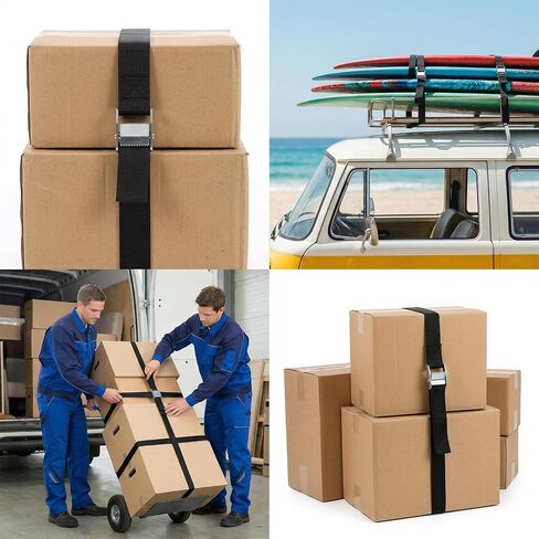 15 Pack Black Strap Tie Down Straps, 1" x 16.4ft Heavy Duty Cam Buckle Lashing Straps with 600 lbs Capacity for Cargo, Luggage, Kayak, Motorcycle, Truck, Trailer in Saudi Arabia