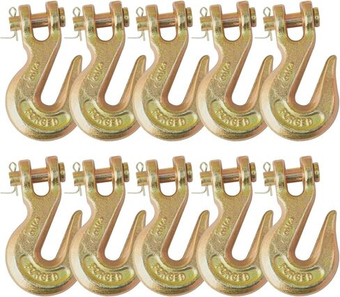3/8" Clevis Slip Hook - 6,600 LBS WLL Heavy Duty Grade 70 Tow Chain Hook - Forged G70 Steel Trailer Towing Hook with Wide Throat - Tie Down Slip Hook for Truck, Tractor, Trailer(10Pack) in Saudi Arabia