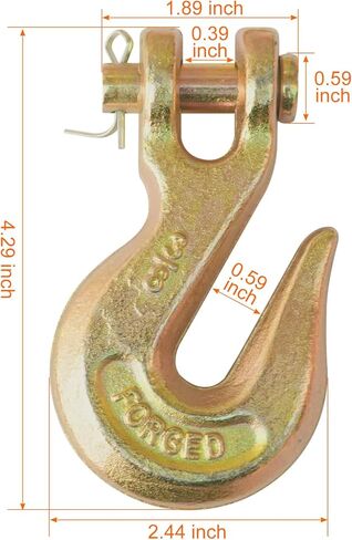 3/8" Clevis Slip Hook - 6,600 LBS WLL Heavy Duty Grade 70 Tow Chain Hook - Forged G70 Steel Trailer Towing Hook with Wide Throat - Tie Down Slip Hook for Truck, Tractor, Trailer(10Pack) in Saudi Arabia