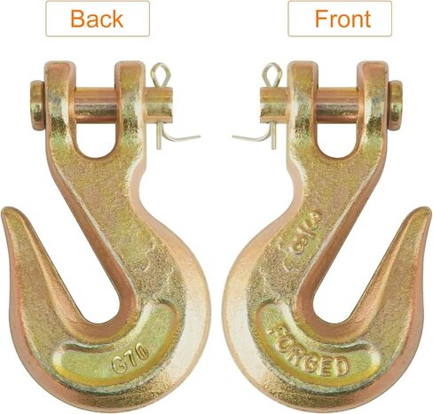 3/8" Clevis Slip Hook - 6,600 LBS WLL Heavy Duty Grade 70 Tow Chain Hook - Forged G70 Steel Trailer Towing Hook with Wide Throat - Tie Down Slip Hook for Truck, Tractor, Trailer(10Pack) in Saudi Arabia