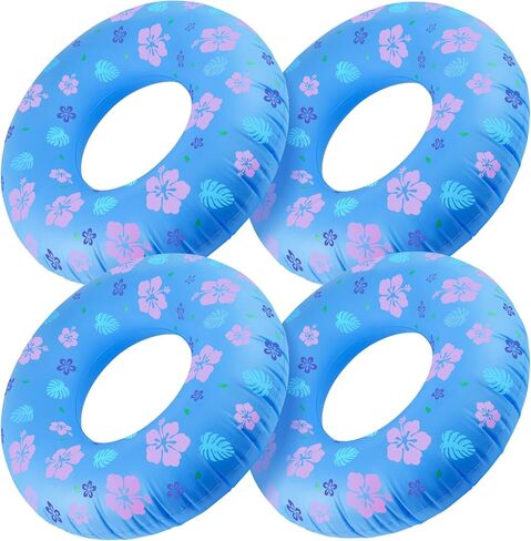 4 Pcs Pixel Party Pool Floats, 24 Inch Green Pixel Art Swim Rings for Kids Ages 5-8 Pool Tube, Inflatable Pool Toys for Hawaiian, Beach, Water Park Fun in Saudi Arabia