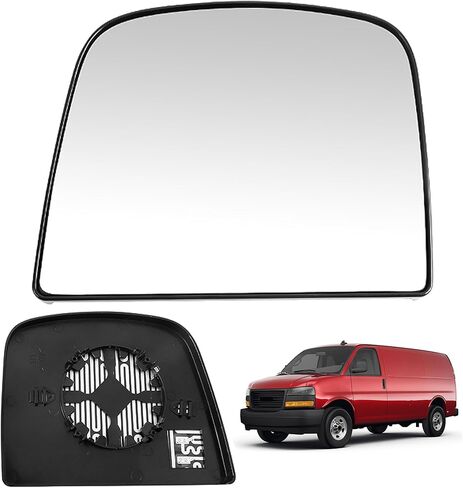 Compatible with Chevrolet Chevy Express GMC Savana 2500 Van 2008-2021, Upper Driver Left Side Mirror Glass, Heated Rear View Mirror with Backing Plate in Saudi Arabia