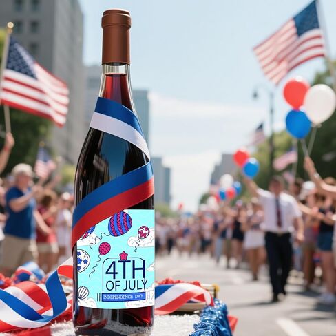 32 Pcs 4th of July Wine Bottle Labels Fourth of July Stickers American Patriotic Wine Bottle Sticker Independence Day Sticker Patriotic Day Party Decoration for Festival Party Decoration (4 Styles) in Saudi Arabia