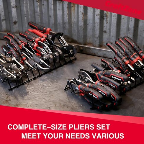 24 Piece Professional Pliers Tool Set with Storage Rack, Snap Ring, Needle Nose, Long Reach, Lineman's, Groove Joint and Diagonal Cutting Pliers, Cable Cutter, Wire Stripper and Filter Wrench in Saudi Arabia