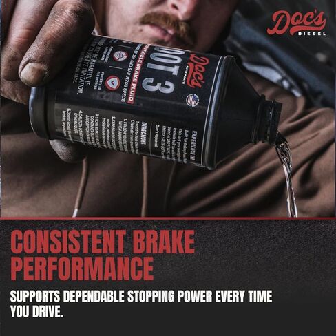 Doc’s DOT 3 Brake Fluid – Full Synthetic Hydraulic Brake Fluid | Prevents Brake Fade & Moisture Build-Up | Compatible with ABS, Disc & Drum Brake Systems – 1-Pack (12 oz) in Kuwait