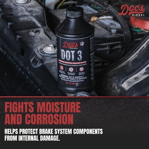 Doc’s DOT 3 Brake Fluid – Full Synthetic Hydraulic Brake Fluid | Prevents Brake Fade & Moisture Build-Up | Compatible with ABS, Disc & Drum Brake Systems – 1-Pack (12 oz) in Kuwait