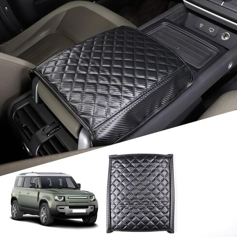 Car Center Console Pad for Land Rover Defender 90 110 130 2020-2025 Car Armrest Cover Leather Cushion Waterproof Auto Armrest Seat Box Protector Accessories (Black) in Kuwait