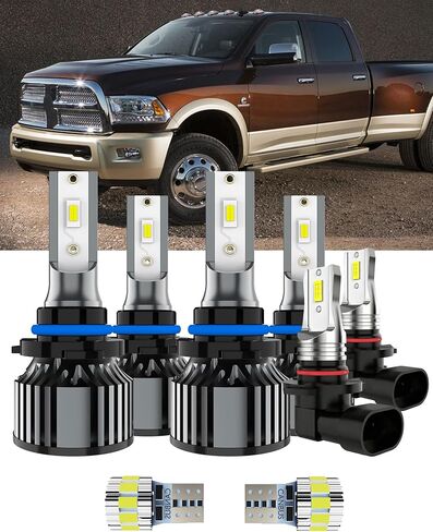 Bulbs Fit For Dodge Ram 2002-2005, 9007 High/Low Beams 9006 Fog Lights License Plate Lights Combo, 400% Brightness 6000K White Light, Direct Replacement, Plug-N-Play, 6 Pack in Kuwait
